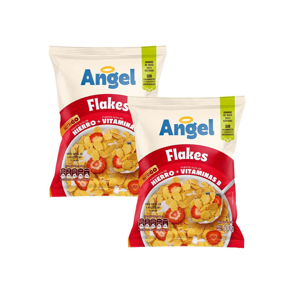 Pack Cereal ÁNGEL Flakes Bolsa 500g Paquete 2un