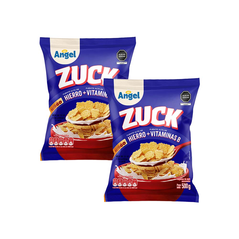 Pack Cereal ANGEL Hojuelas de maíz azucaradas Bolsa 500g Paquete 2un