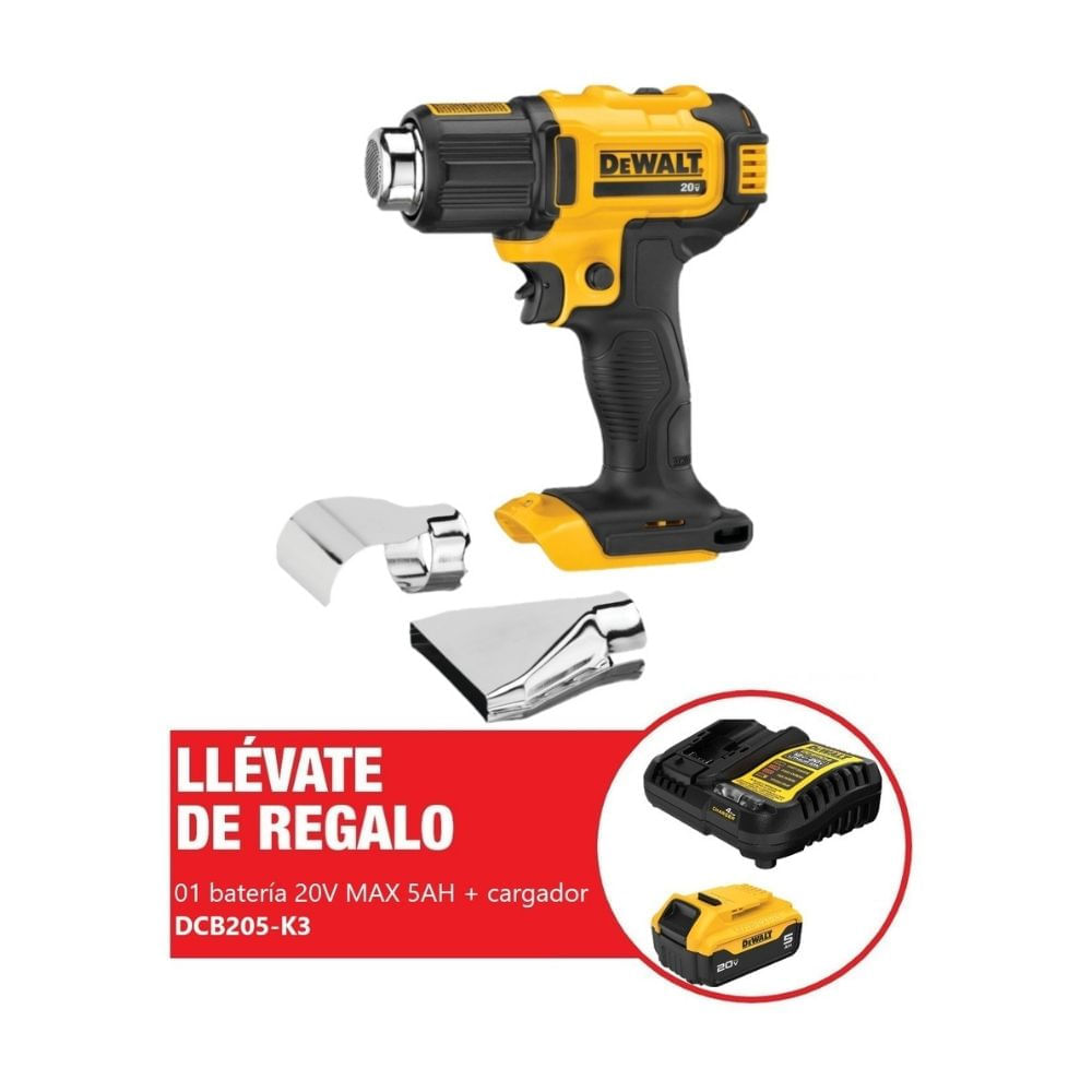 Pistola de calor 532° C + Batería 5ah + Cargador Dce530b-k5 Dewalt