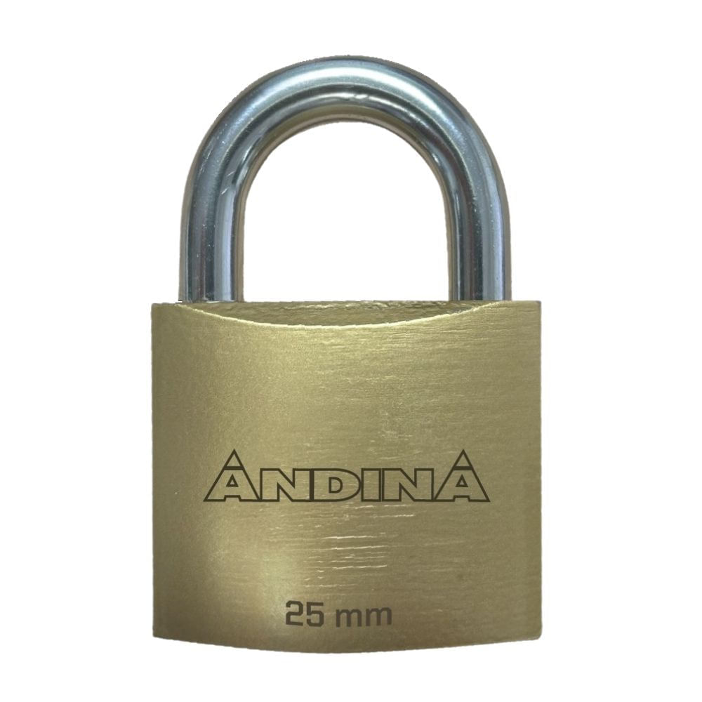 Candado con llave de fierro 25mm Dorado Andina