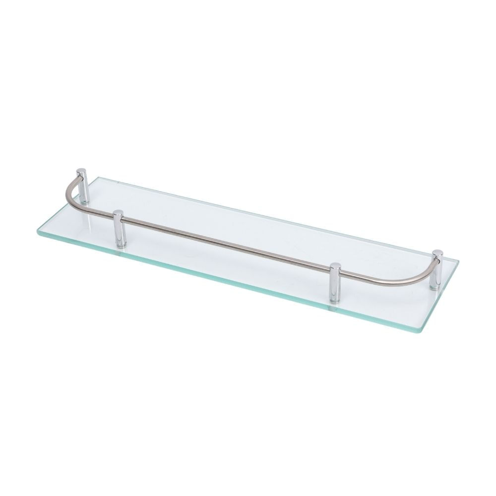 Repisa Rectangular Vidrio con Soporte Inoxidable 38.5cm