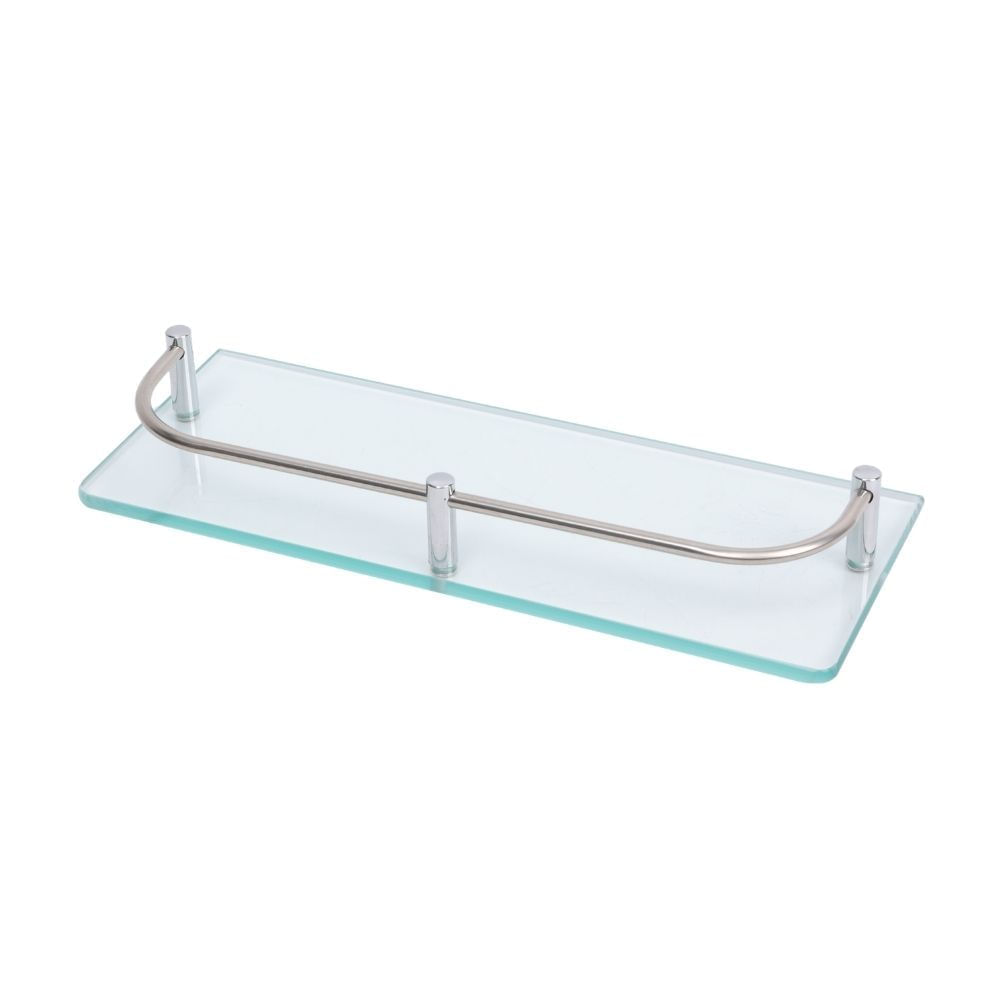 Repisa Rectangular Vidrio con soporte inoxidable 28.5cm