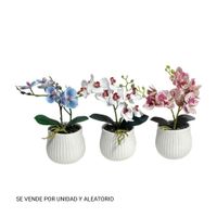Planta Artificial Orquídea Color Surtido + Maceta Blanca Value Deco