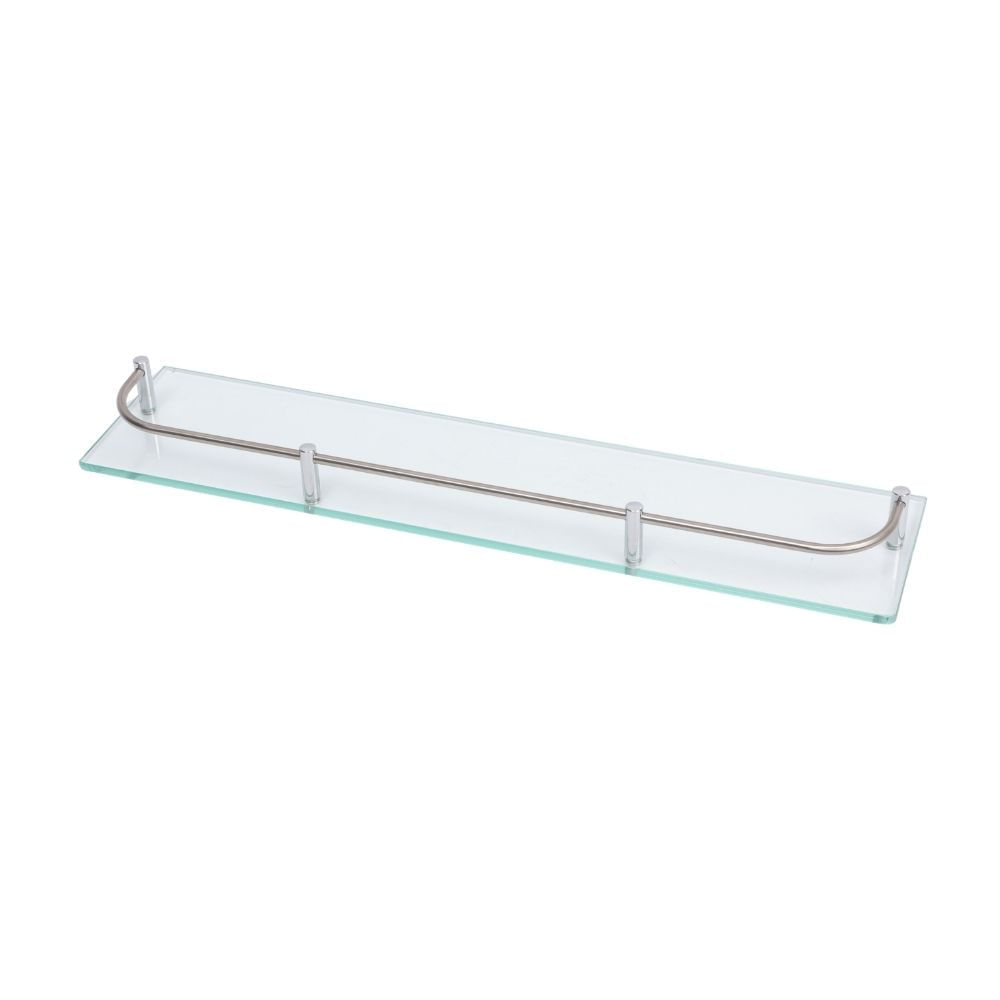 Repisa Rectangular Vidrio Con Soporte Inoxidable 48.5cm