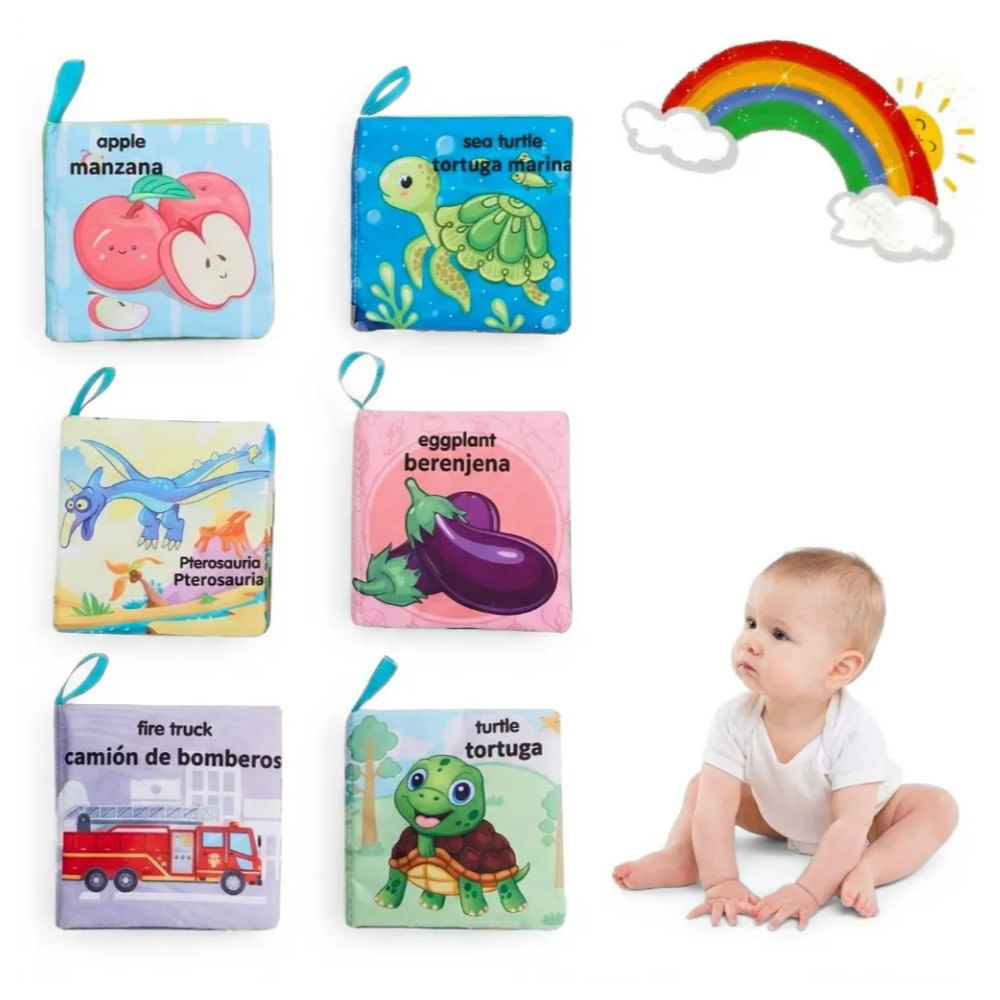 6 Libros Sensoriales de Tela con Textura Educativo para Bebes