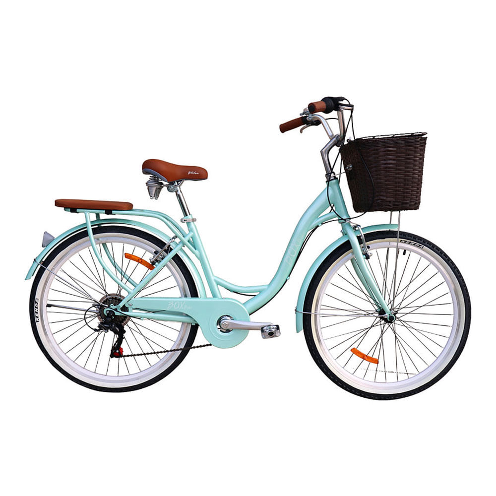 Bicicleta Vintage Aro 26 con Shimano Tourney y Canasta Amplia  Verde