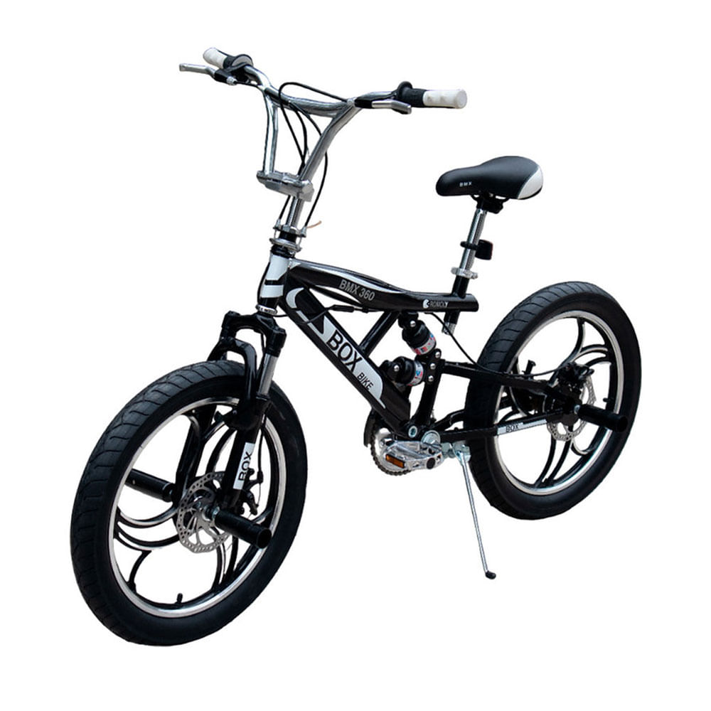 Bicicleta BMX Aro 20 Triple Suspensión Negro con blanco