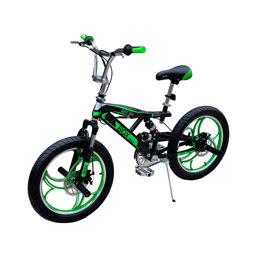Bicicleta BMX Aro 20 Triple Suspensión Negro con Verde