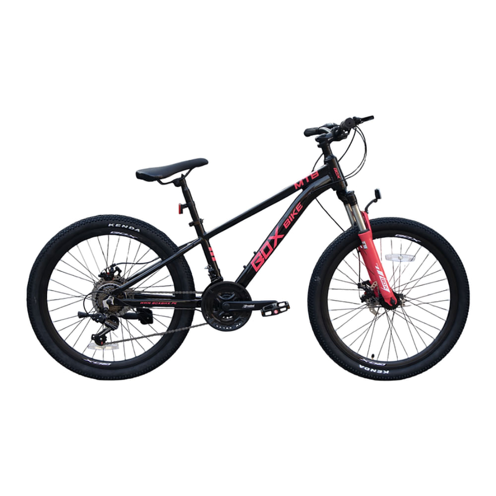 Bicicleta MTB de Aluminio Aro 24 con Suspensión Delantera y Cambios Shimano Negro con Fucsia