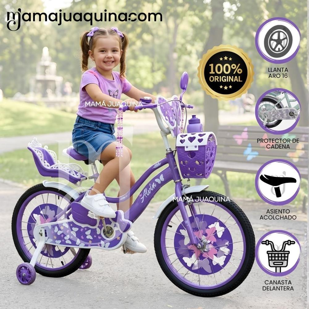 Bicicleta Campera para Niña Aro 20 ALANIS con Canasta Multi Purple