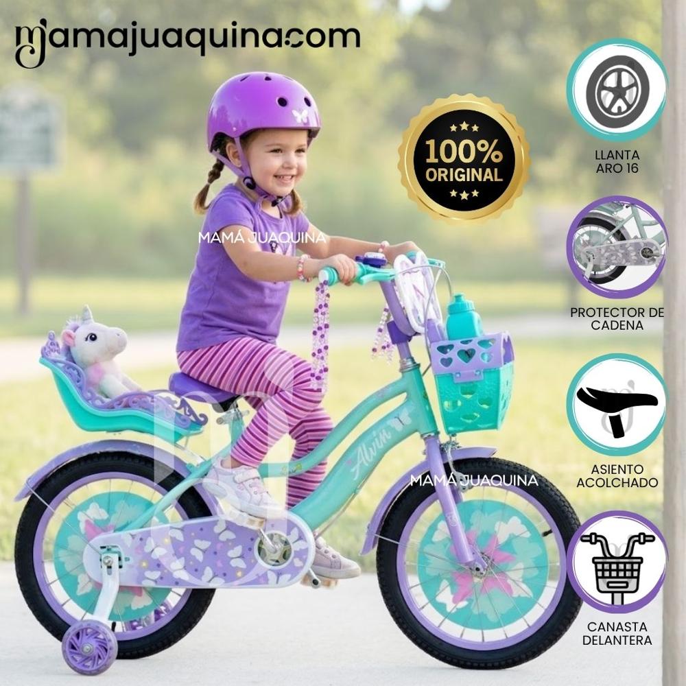 Bicicleta Campera para Niña Aro 20 ALANIS con Canasta Green - Purple