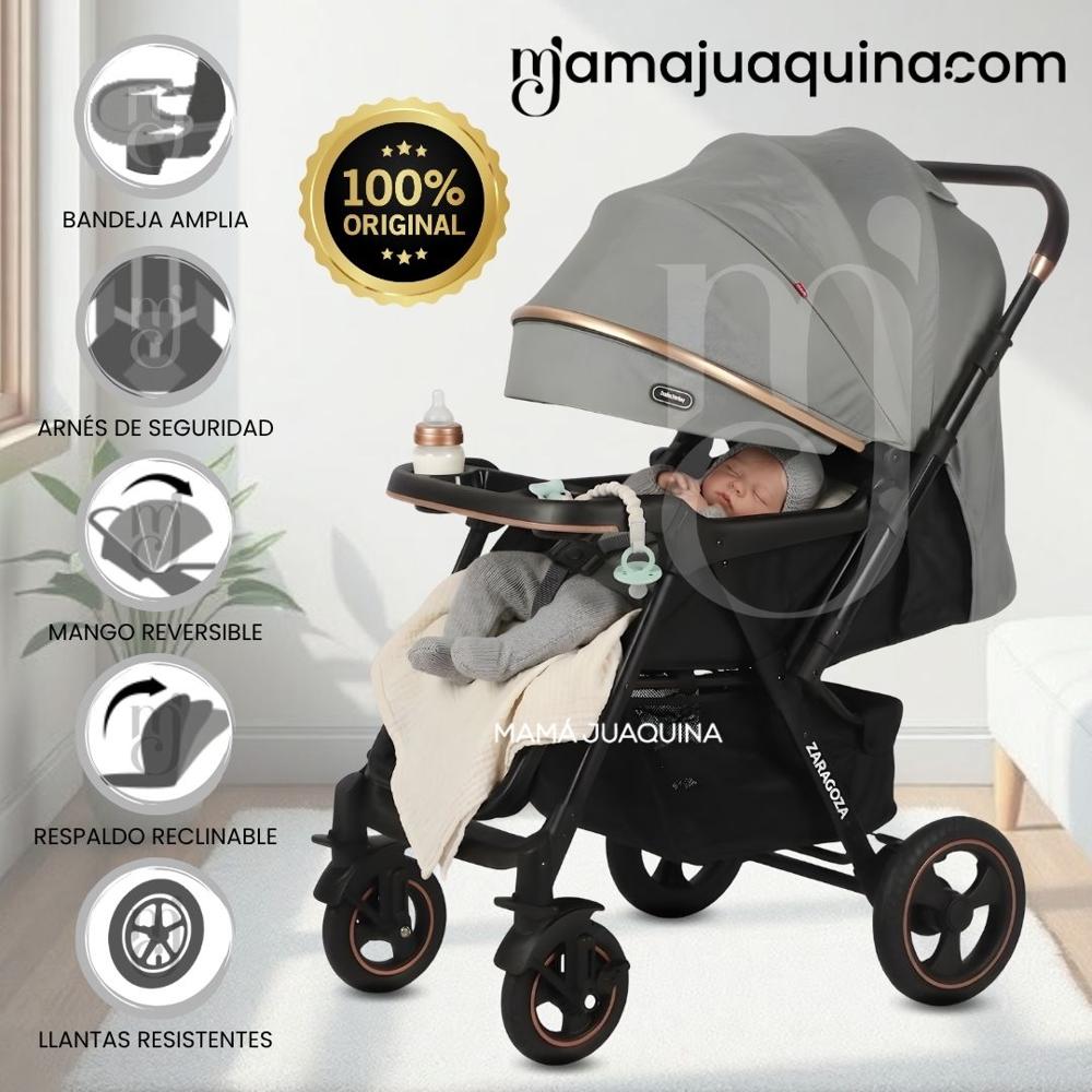 Coche Cuna de Lujo ZARAGO con Mango Reversible Light Gray