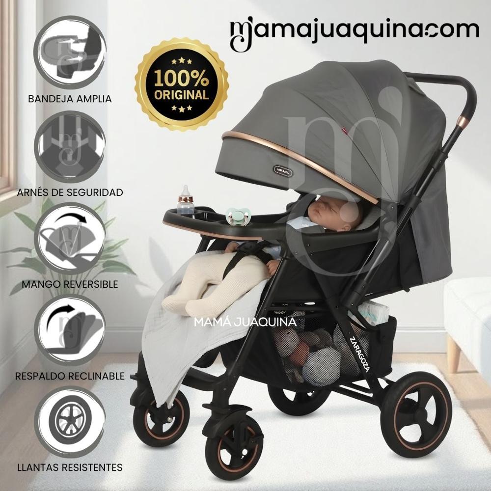 Coche Cuna de Lujo ZARAGO con Mango Reversible Dark Gray