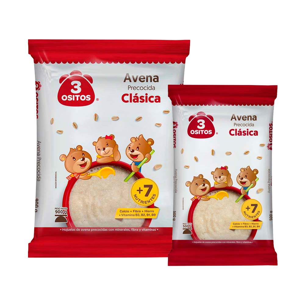 Pack Avena Clásica 3 OSITOS Premium Bolsa 900g + Avena Clásica 3 OSITOS Bolsa 500g