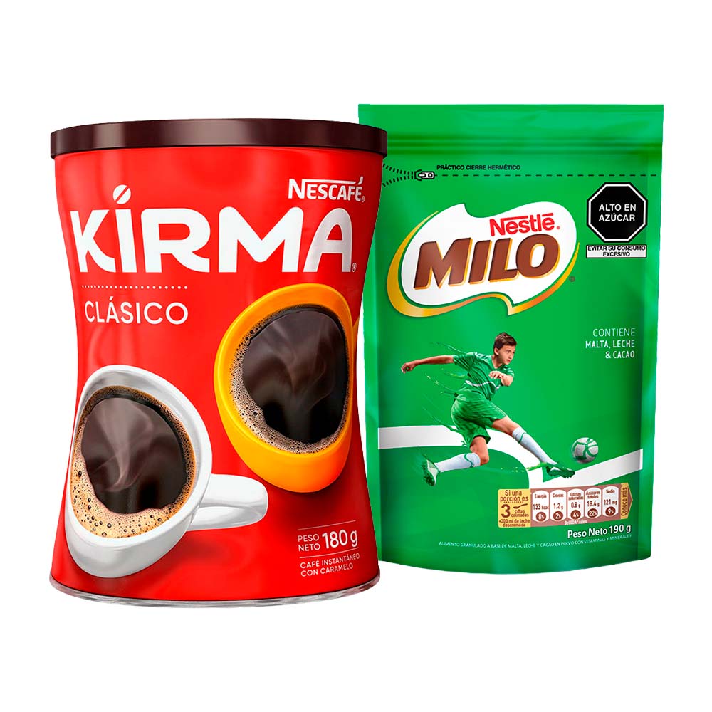 Pack Café Instantáneo NESCAFÉ Kirma Lata 180g + Fortificante Granulado MILO Activ - Go Doypack 190g