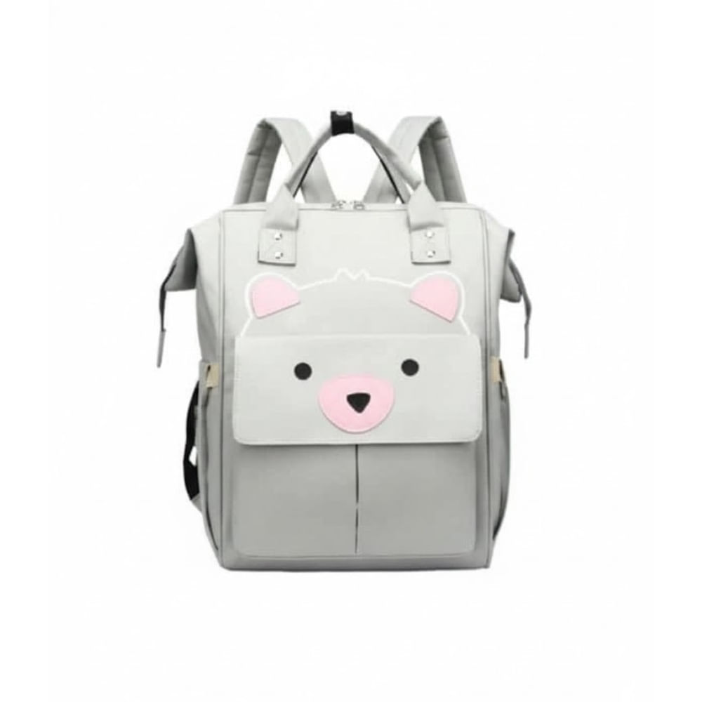 Mochila Pañalera Osito MommyBaby Impermeable Plomo