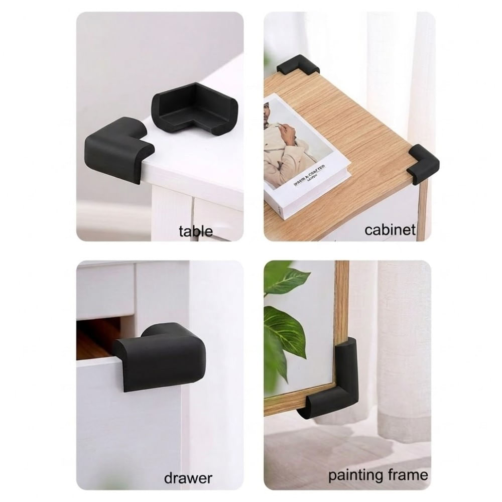 Protector Acolchado para Esquinas 4 Unidades Negro