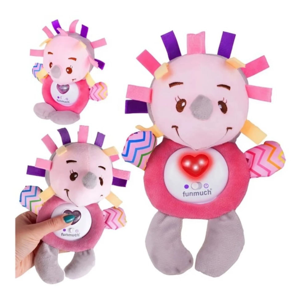 Peluche Sonajero Musical Funmuch con Luces de Erizo Rosado