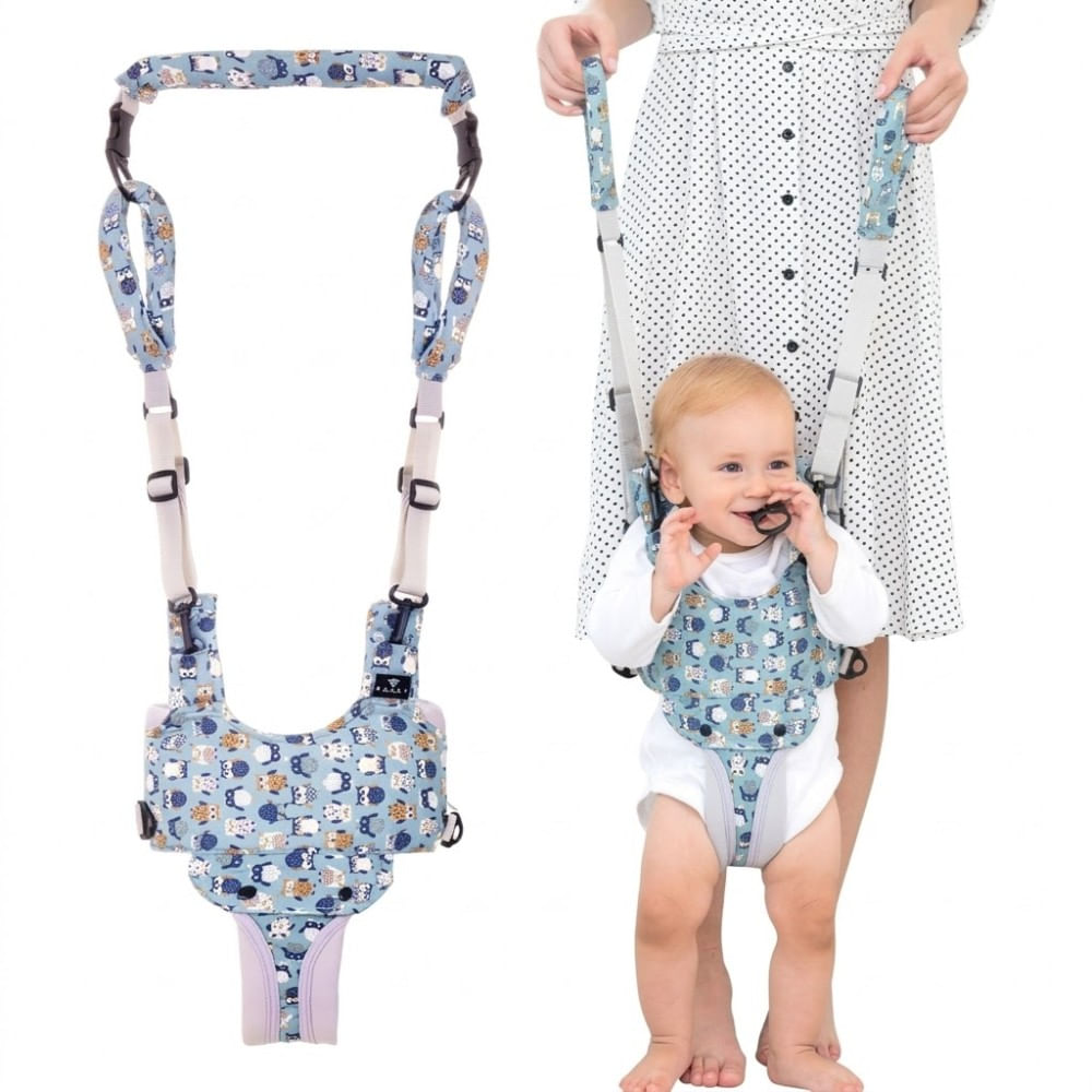 Arnés Andador Ergonómico Azul de Búho 2 en 1 para Bebé