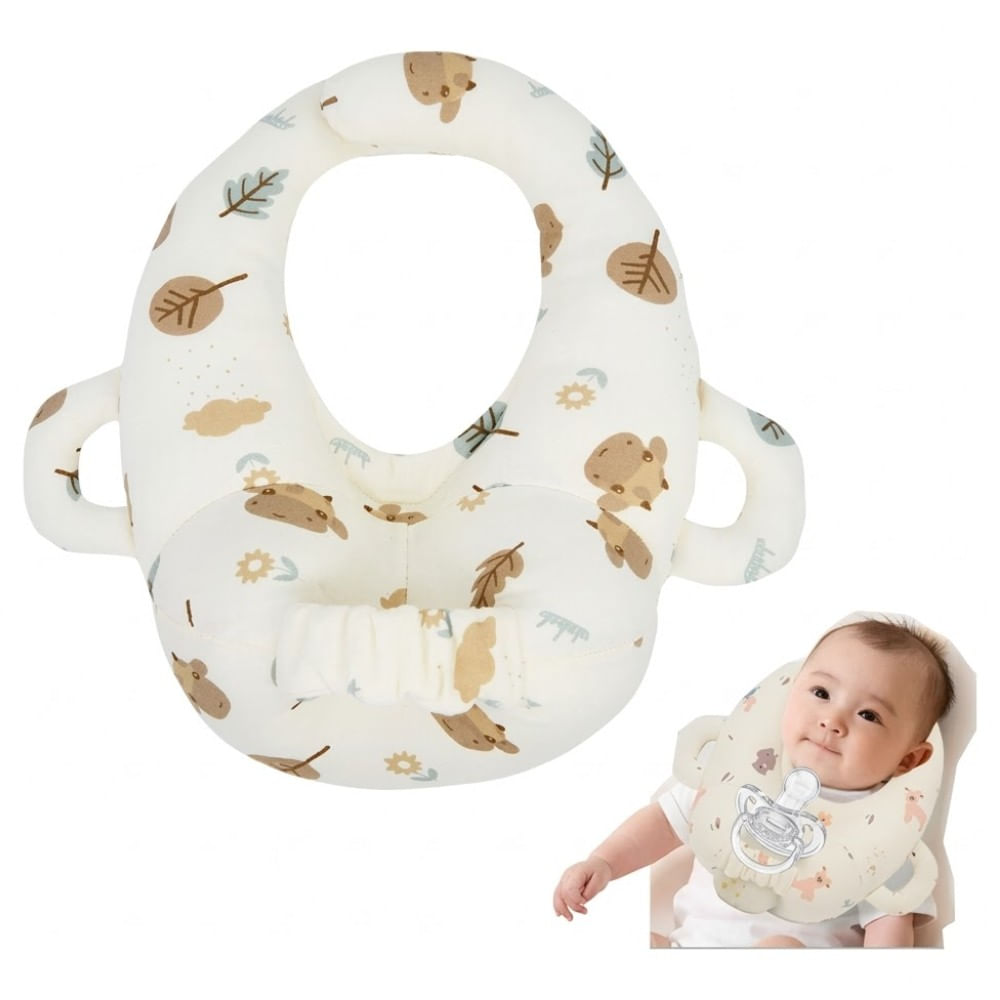 Almohada de Soporte Para Biberón de Ositos y Venados Beige