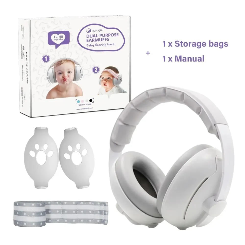 Audifonos Antiruido 2 en 1 para Bebes Niños Blanco