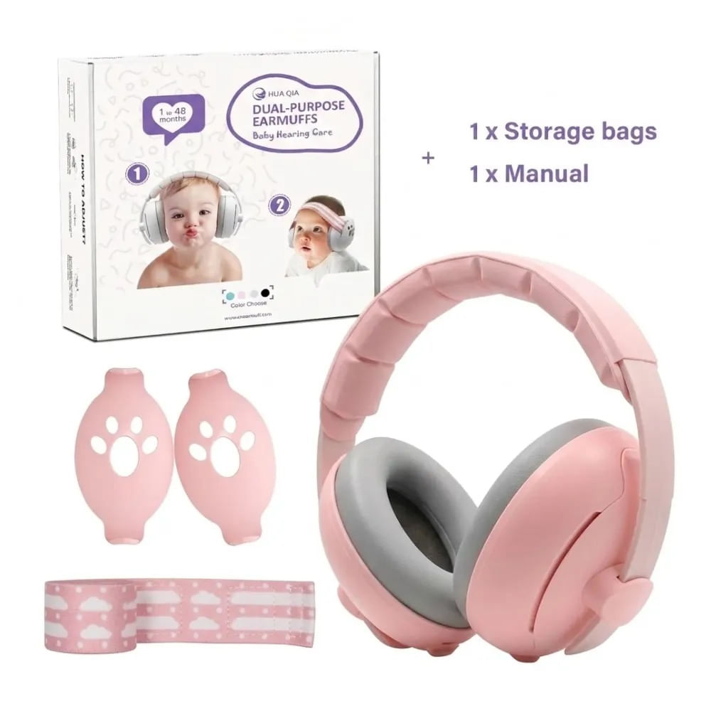 Audifonos Antiruido 2 en 1 para Bebes Niños Rosado