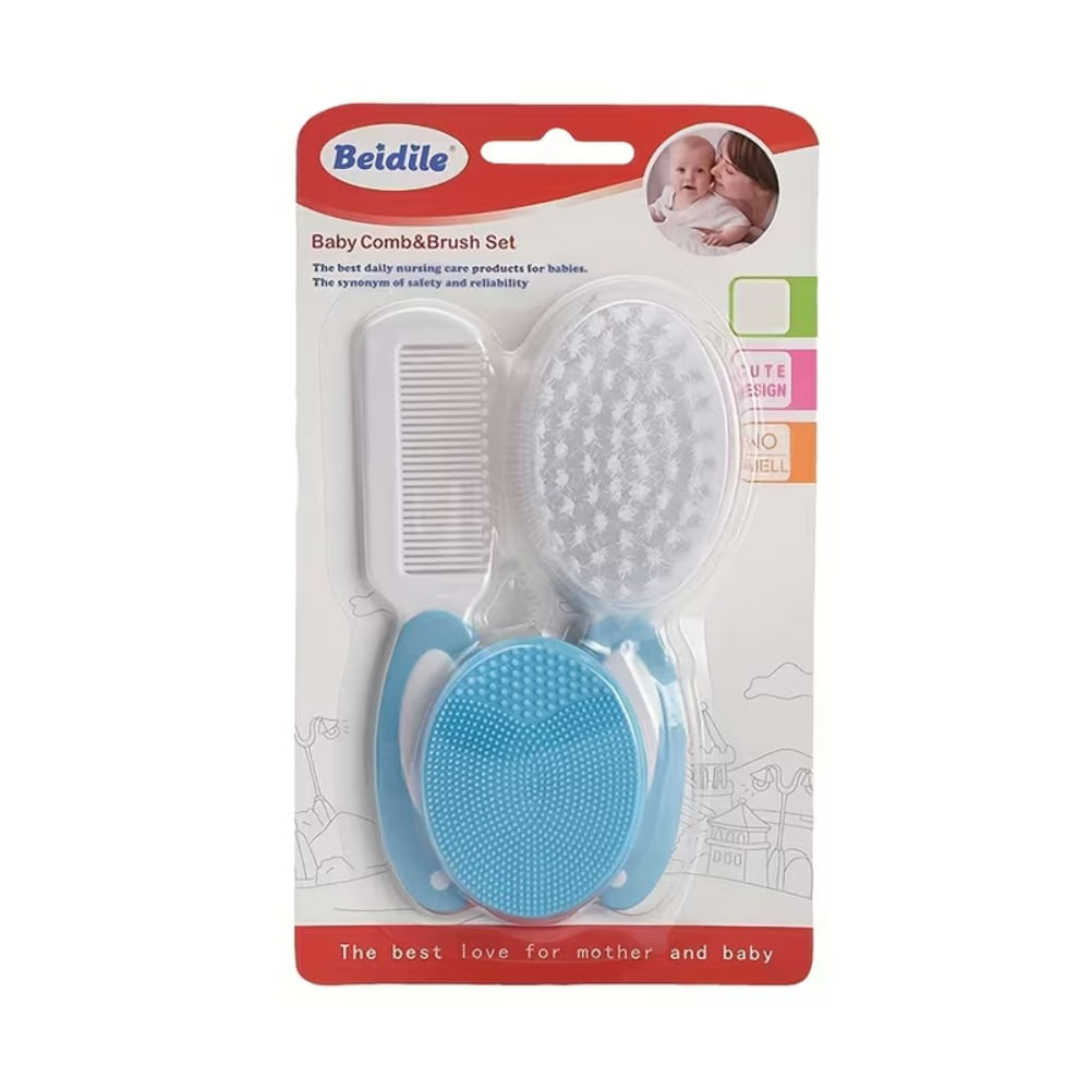 Set de Peine 3 Piezas Blíster Kokibebe Celeste para Bebe