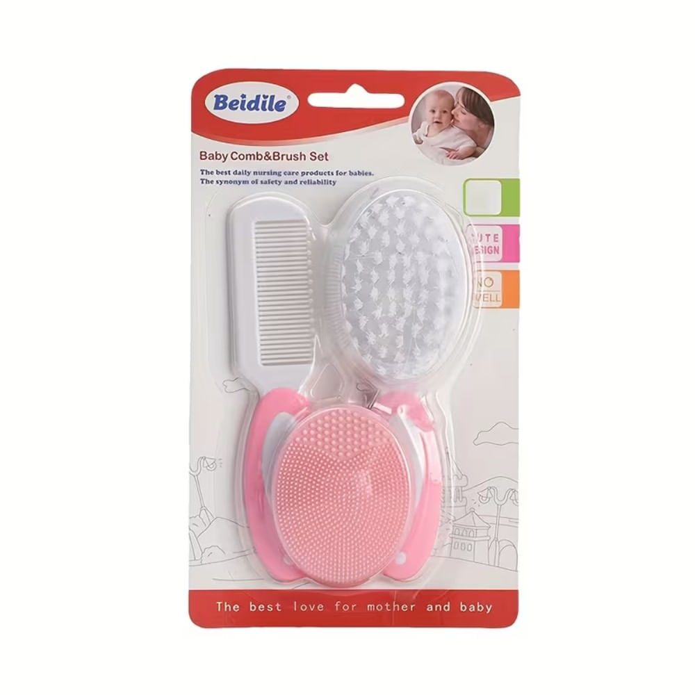 Set de Peine 3 Piezas Blíster Kokibebe para Bebé Rosado