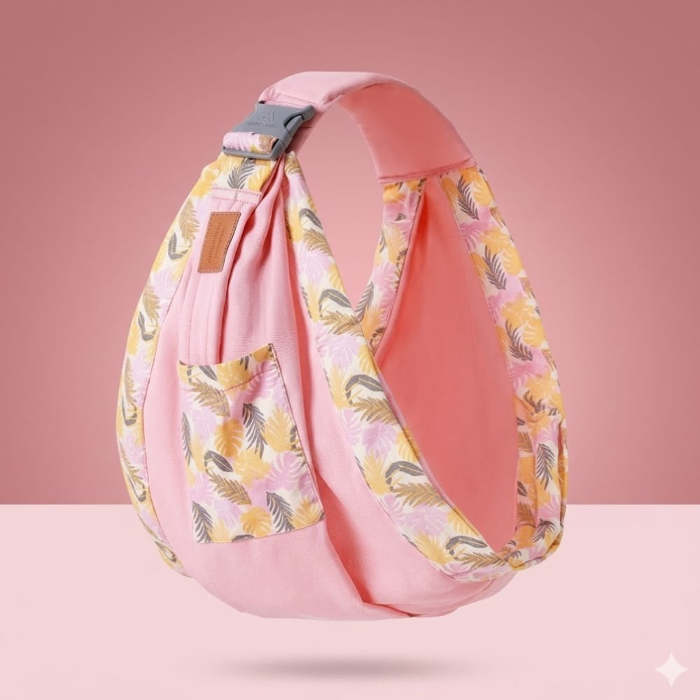 Mochila Porta Bebés Fular Ergonómico Rosado Tropical Ajustable
