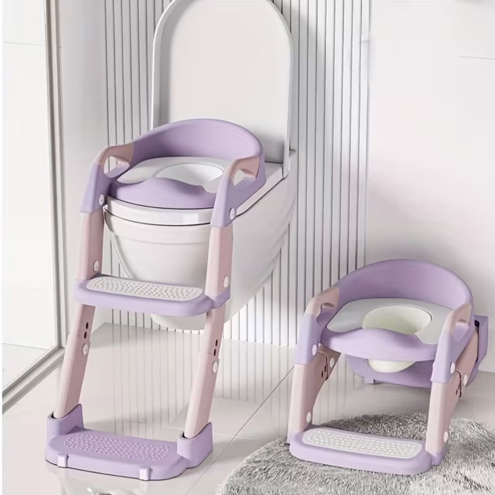Asiento de baño y Bacín 3 en 1 con escalera Purpura