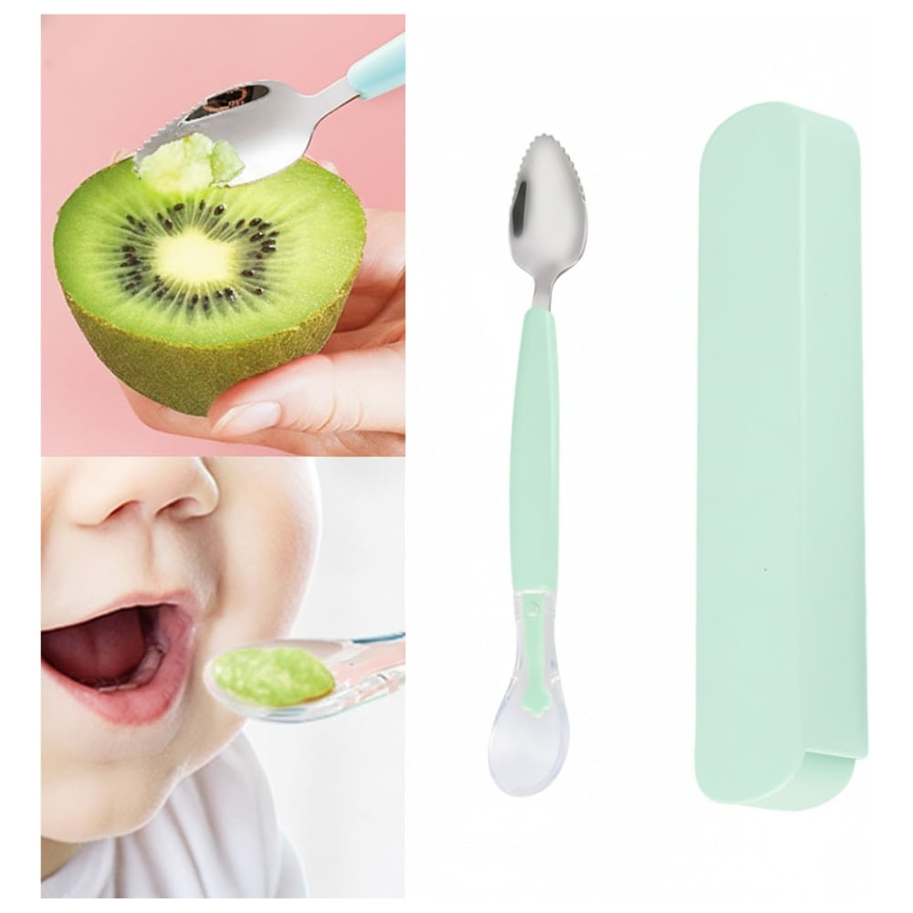 Cuchara Doble Verde Agua en Estuche