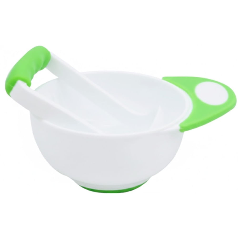 Bowl Aplasta Papilla Wawitas con Aplastador Verde
