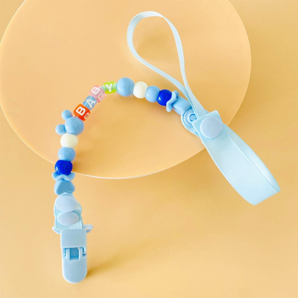 Click Sujetador Porta Chupon Baby Perlitas Celeste