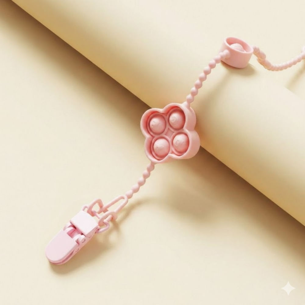 Sujetador de Silicona Pop It para Chupón Rosado