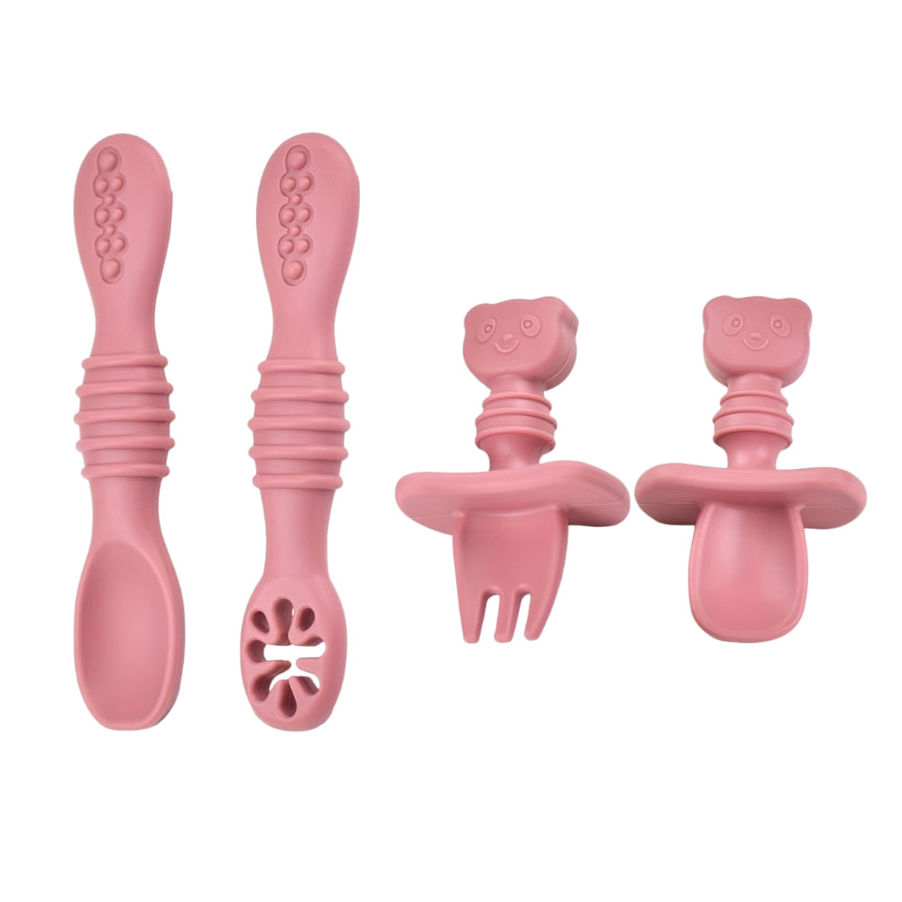 Juego de 4pz Pre cucharada y Cubierto con tope Palo Rosa