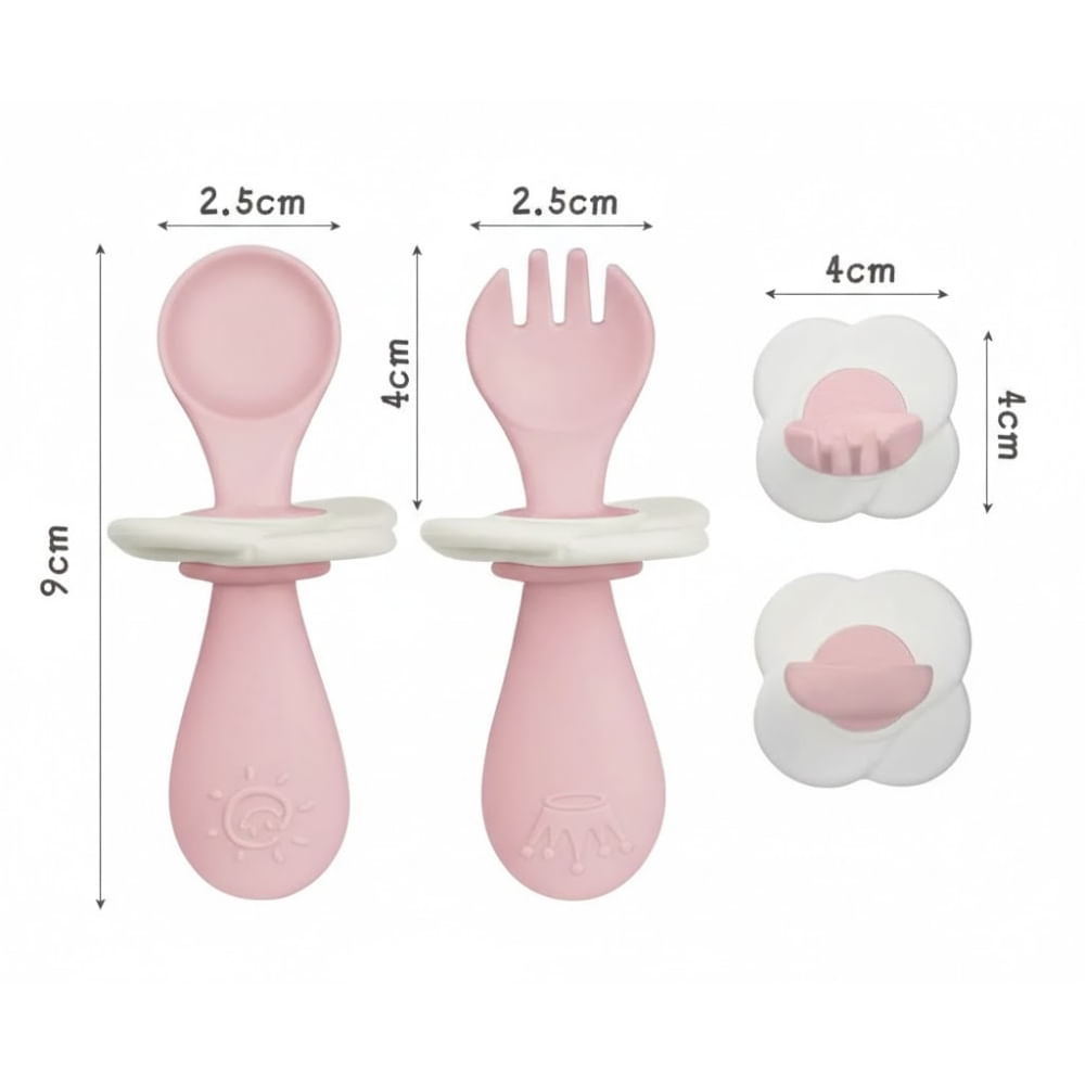 Pack Cuchara más Tenedor AXS Flor Rosado Estuche