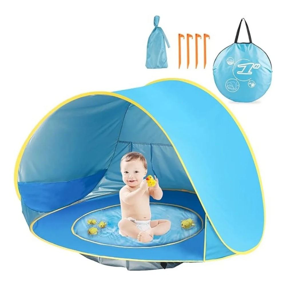Mini Carpa con Piscina Celeste para Bebé Portátil 117 x 79 x 70 cm