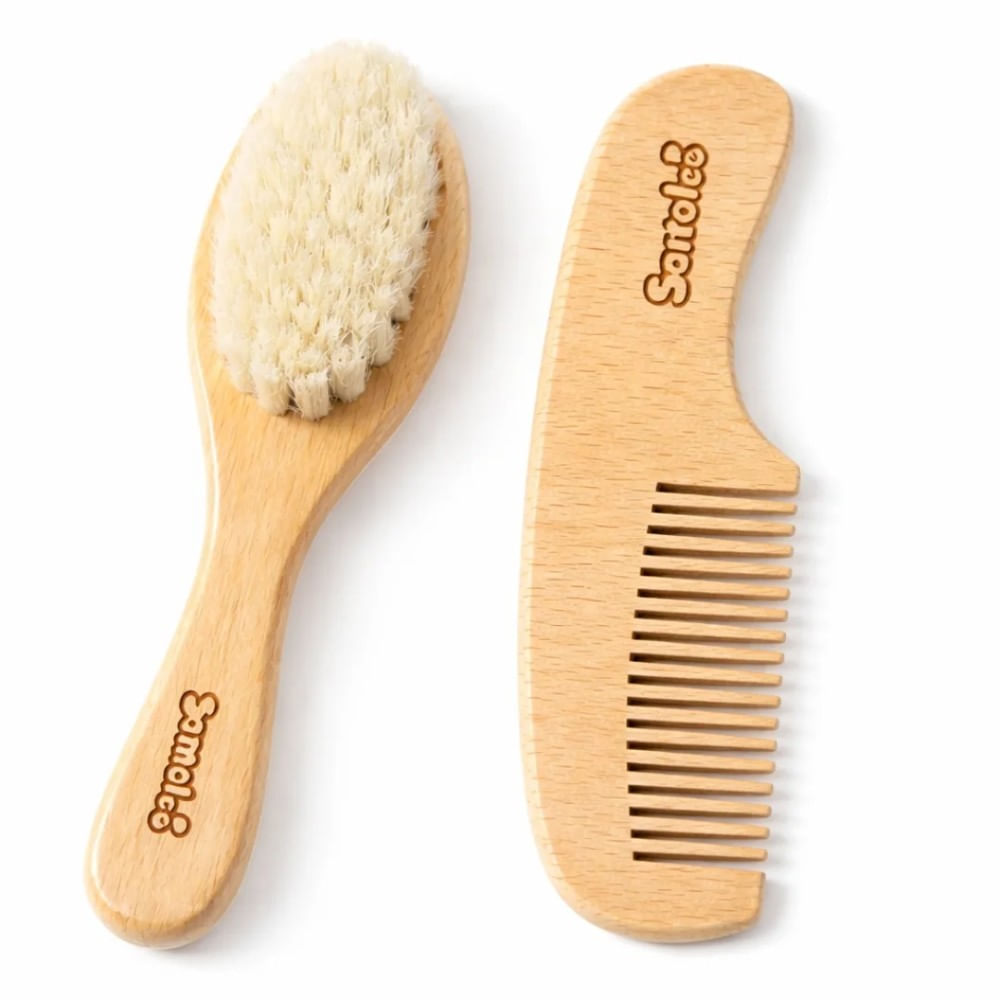 Set de Peine y Cepillo Santolee de Madera para Bebes
