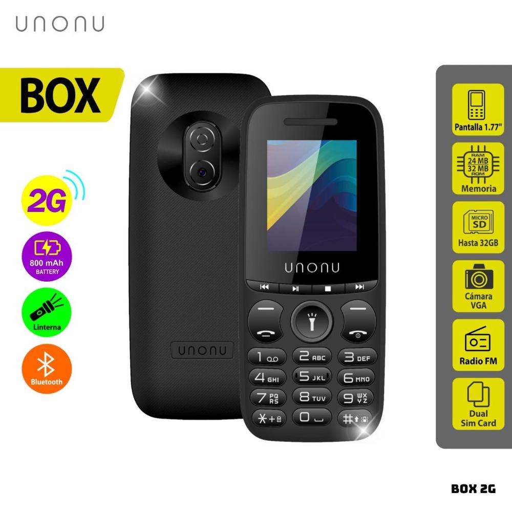 CELULAR BASICO UNONU BOX 2G DUAL SIM - NEGRO