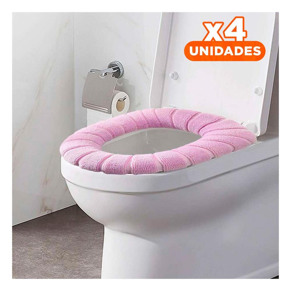 Pack4 Asiento Afelpado para Inodoro Suave Lavable y Comodo Diario Hogar