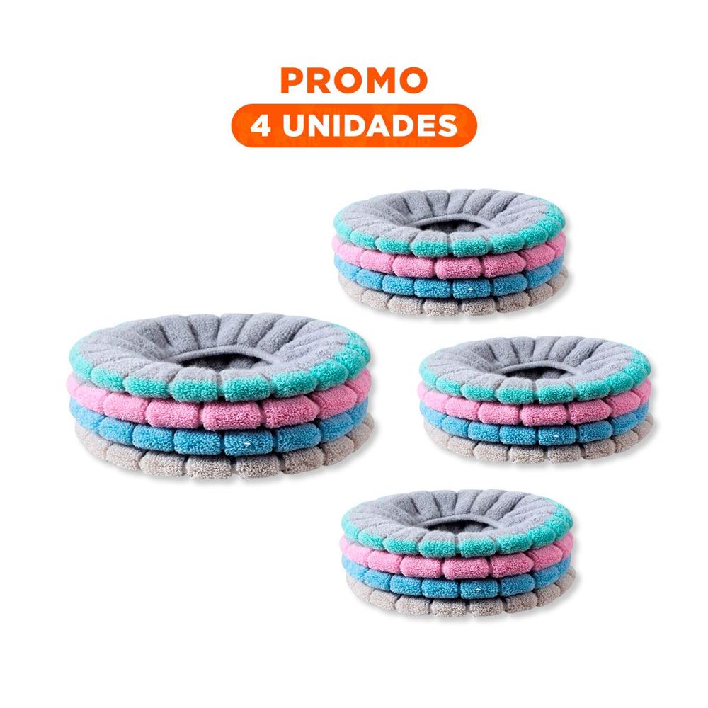 Pack4 Asiento Textil para Inodoro Afelpado Suave y Calido en Frio Hogar Y+Regalo Sticker
