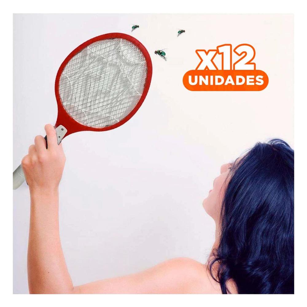 Pack12 Raqueta Mosquitera Multifuncional para Camping Patio y Jardin Rojo