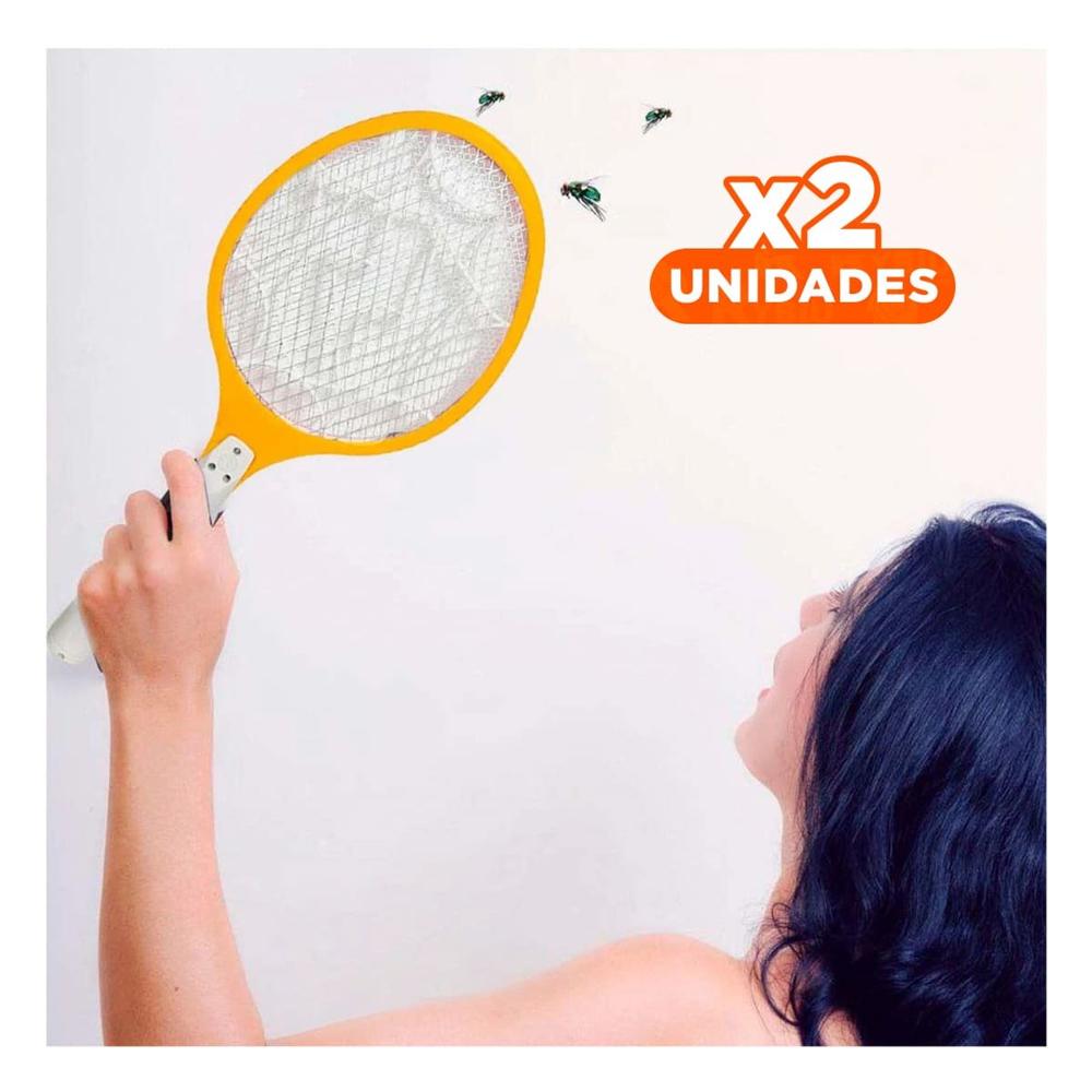 Pack2 Instrumento Mosquitera para Eliminacion Segura de Insectos Anaranjado Y+Regalo Sticker