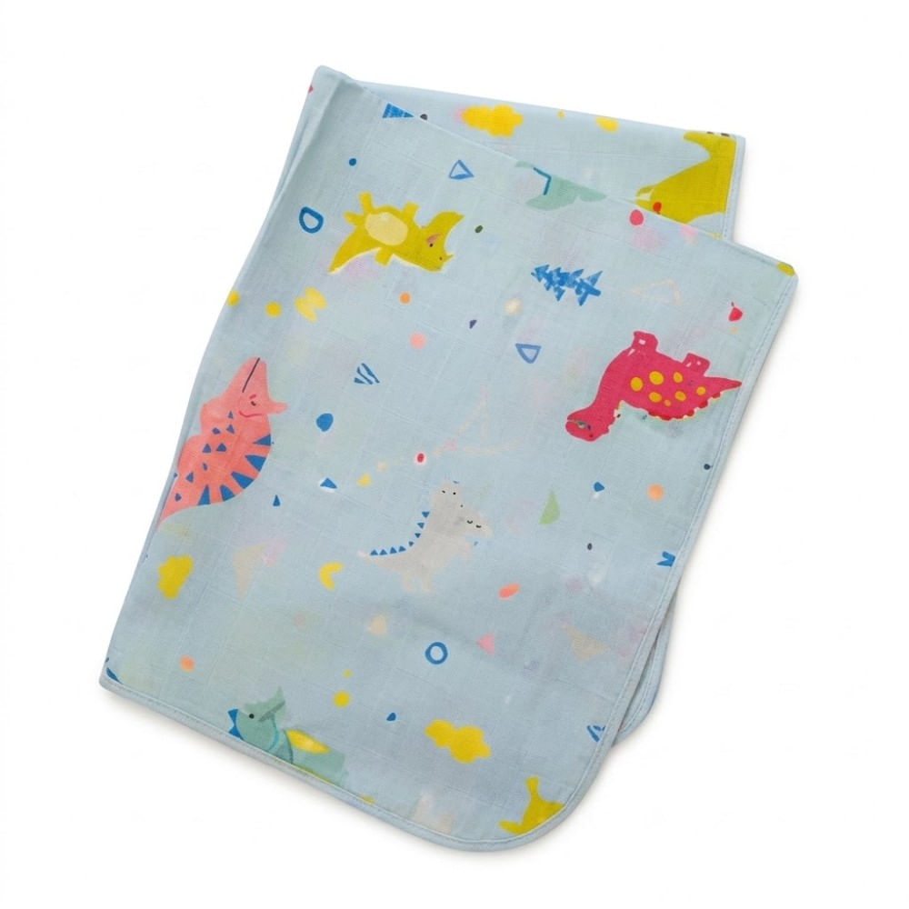 Cambiador de Pañal Plastificado Celeste Dinosaurios L 50cm x 70cm