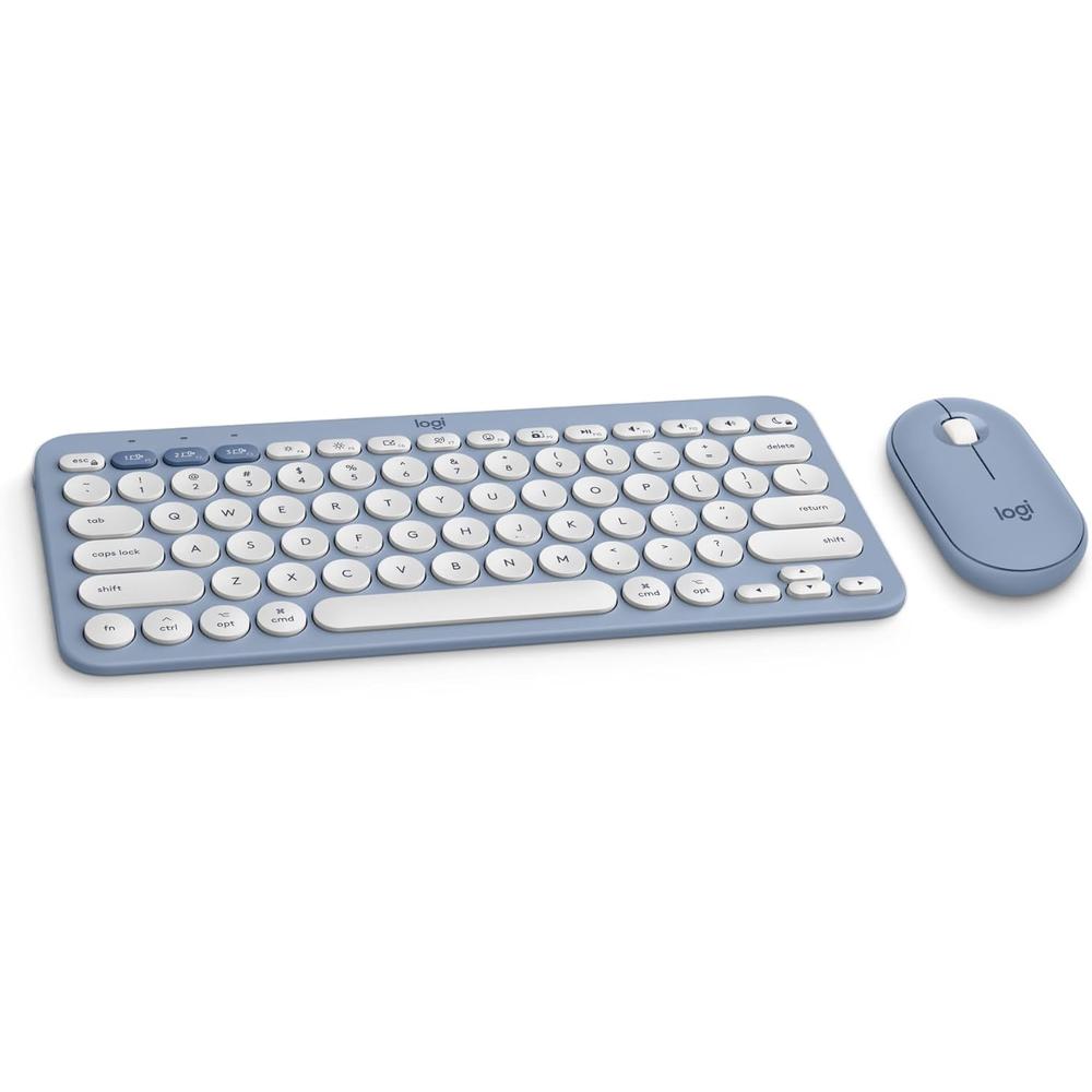 COMBO TECLADO Y MOUSE INALÁMBRICOS PARA MAC PEBBLE 2 LOGITECH | AZUL / BLANCO