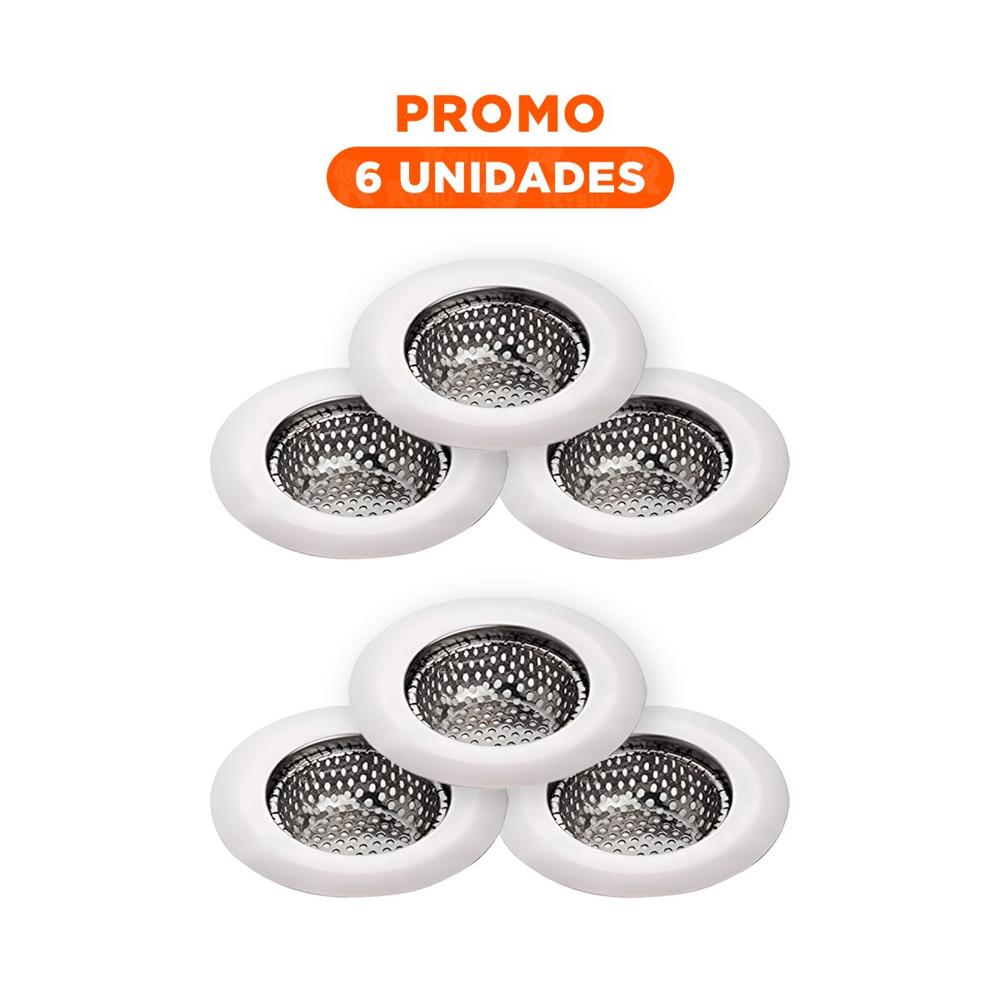 Pack6 Colador Plateado Filtrador con Ajuste para Tuberia y Medida 7cm