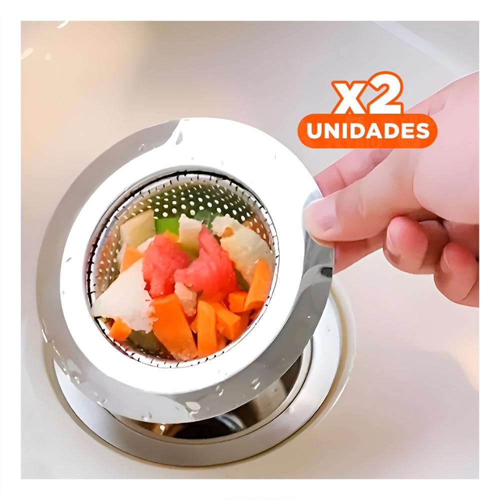 Pack2 Rejilla Filtradora de Drenaje en Plateado con Medida 7cm para Cocina Y+Regalo Sticker