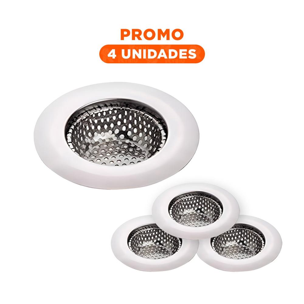 Pack4 Colador de Uso Domestico para Tuberia Plateado Funcional Y+Regalo Sticker