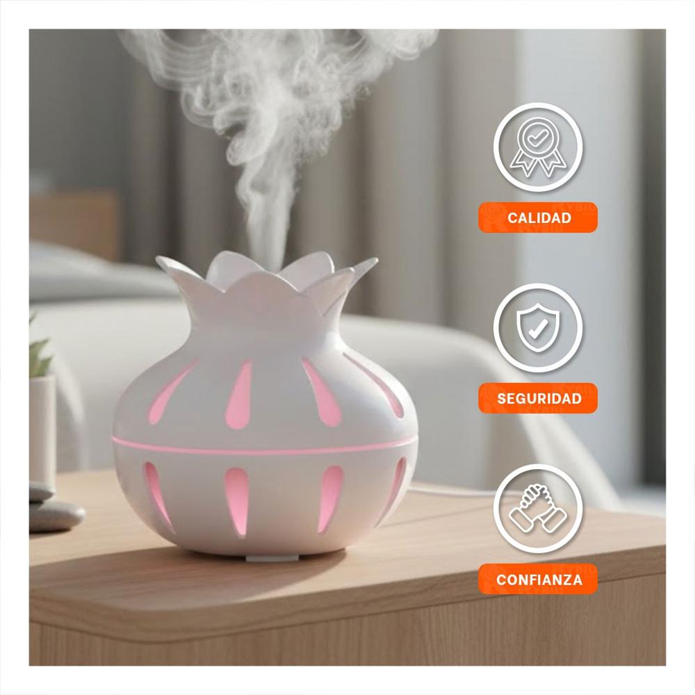 Difusor para Uso Interior 12x11cm Humificadora Forma Floral Blanco Y+Papel Regalo