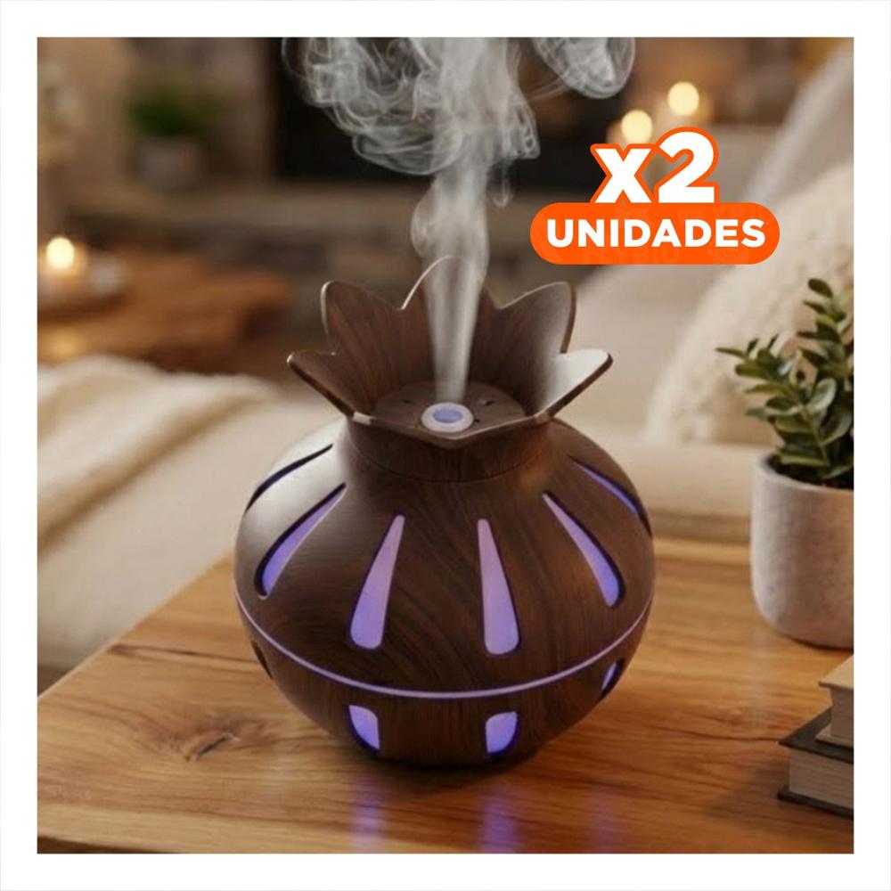 Pack2 Humificador de Escritorio con Forma Floral y Color Marron de 12x11 Y+Regalo Sticker
